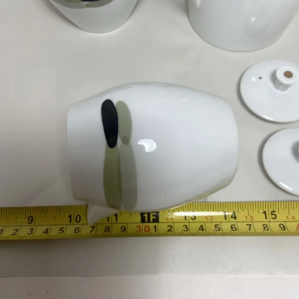 Noritake Green Island Saki Or Tea Pot with Creamer and Sugar Lot of 6  Japan